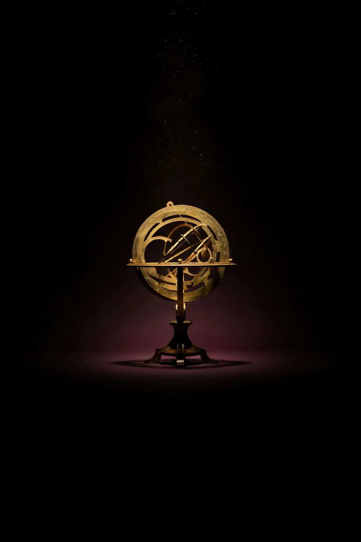 Alchemy Wall Art — Brass Astrolabe Print, brass and black digital art print
