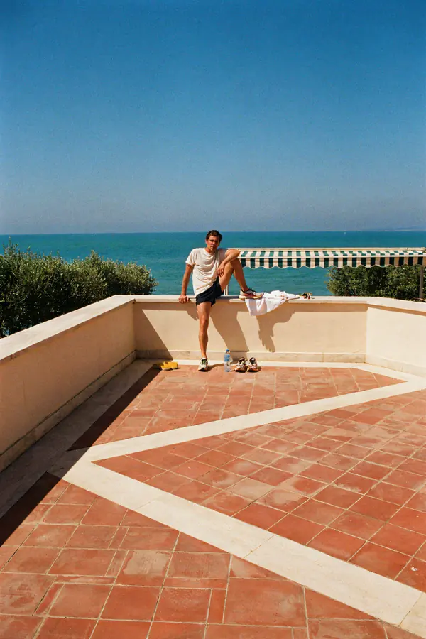 Athlete Stretching Wall Art — Vintage Riviera Terrace Print
