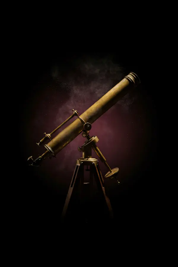 Celestial Wall Art — Antique Brass Telescope Print