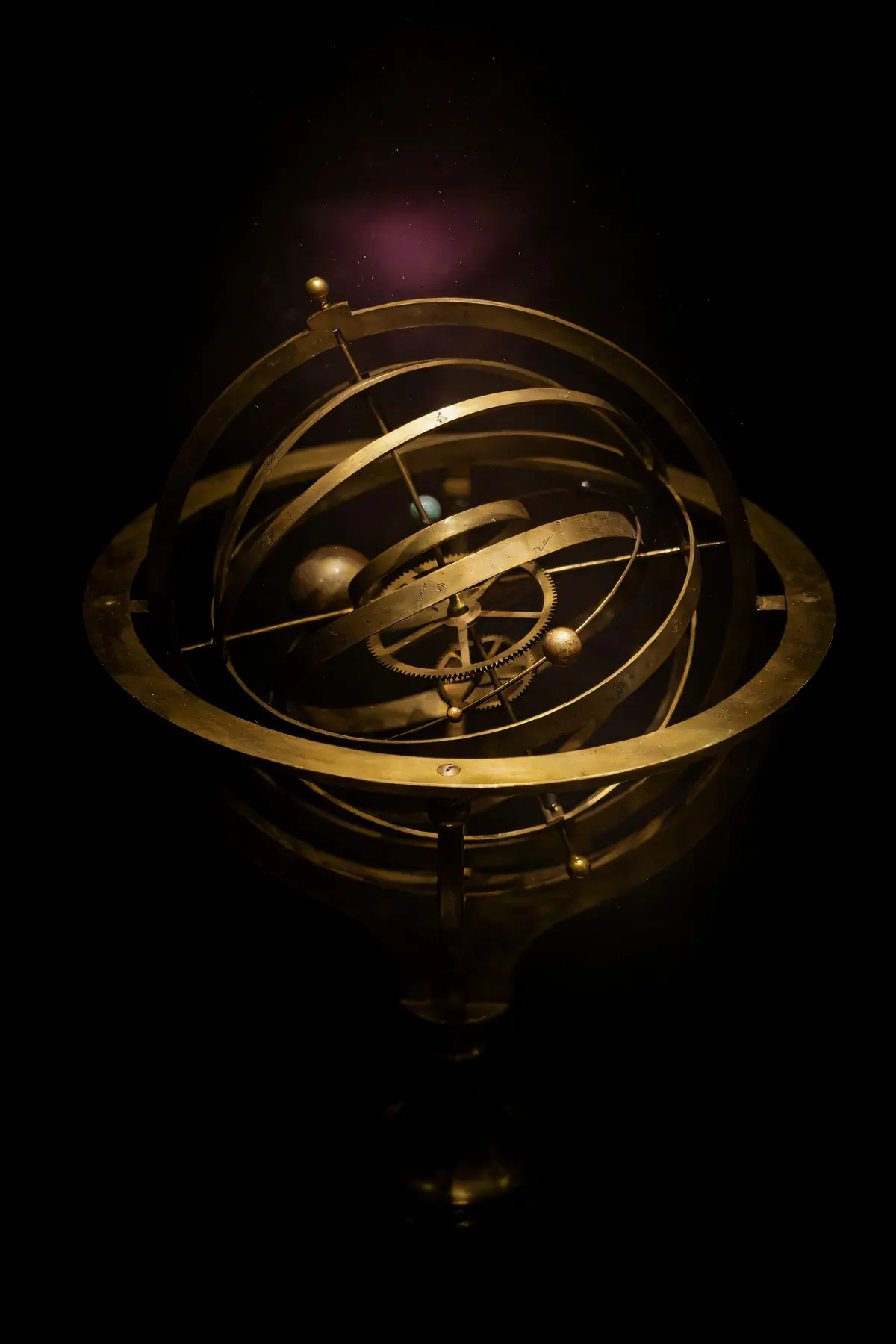 Celestial Wall Art — Brass Orrery Print, brass and black digital art print