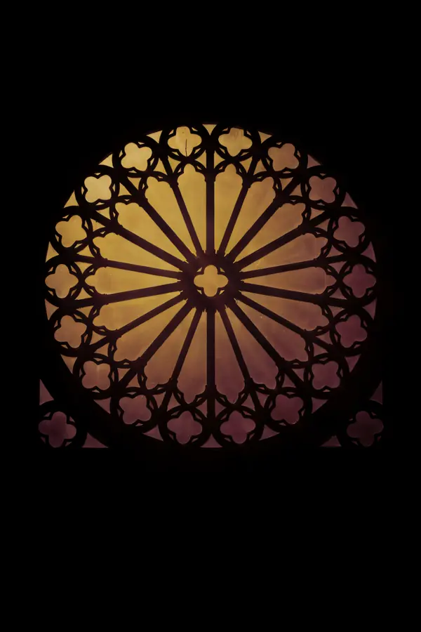Dark Luxury Wall Art — Brass Rose Window Print