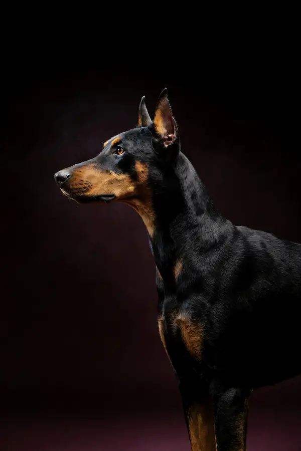 Doberman Wall Art II — Brass Rim Light Doberman Print