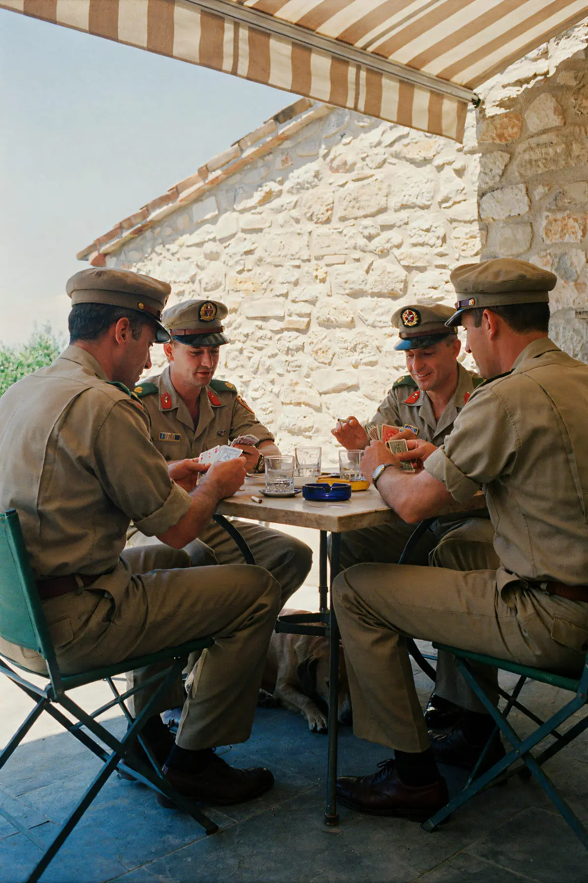 Military Wall Art — Soldiers Playing Cards Print, brass and black digital art print