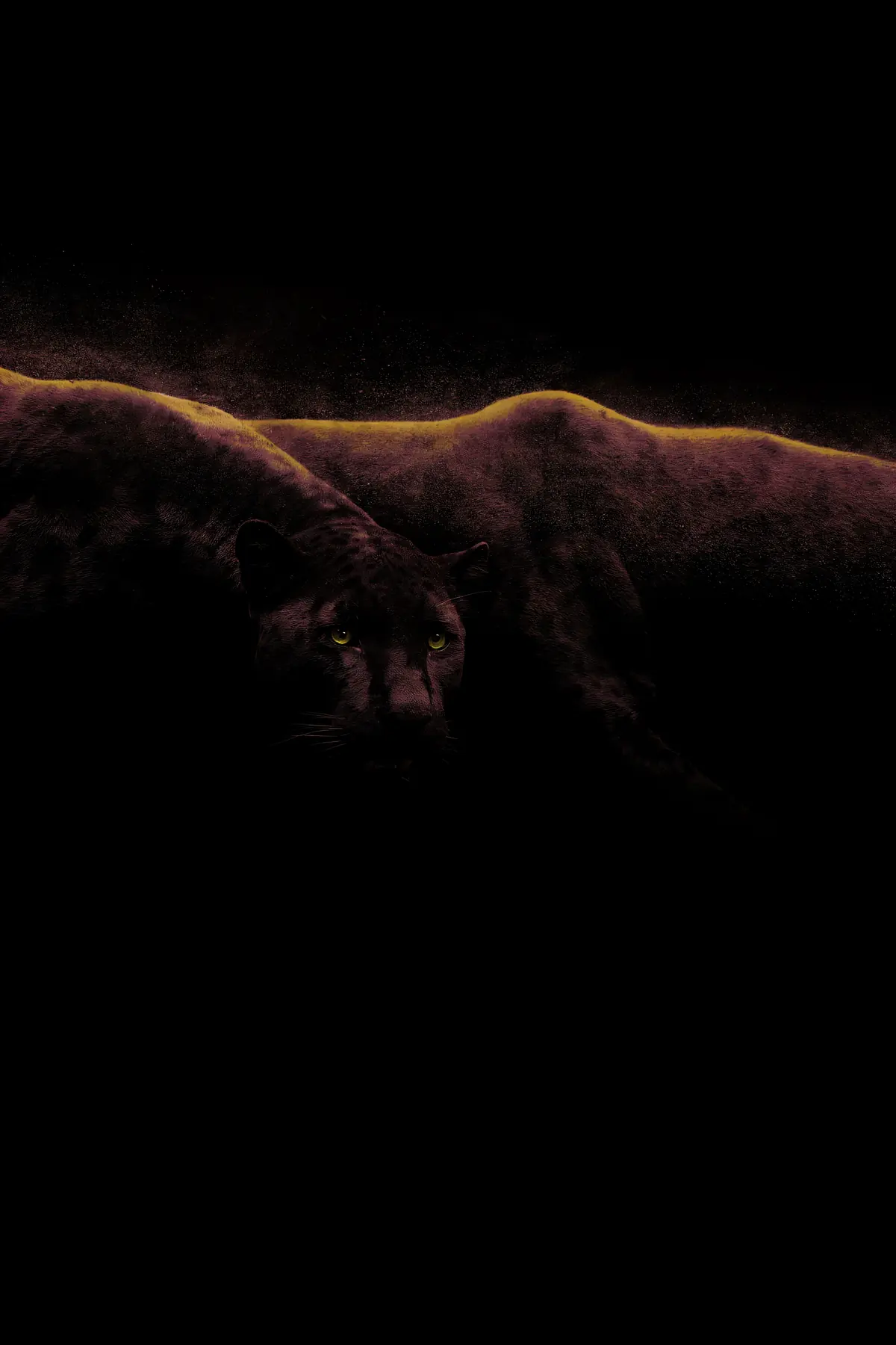 Panther Wall Art — Black Panther Brass Light Print, brass and black digital art print