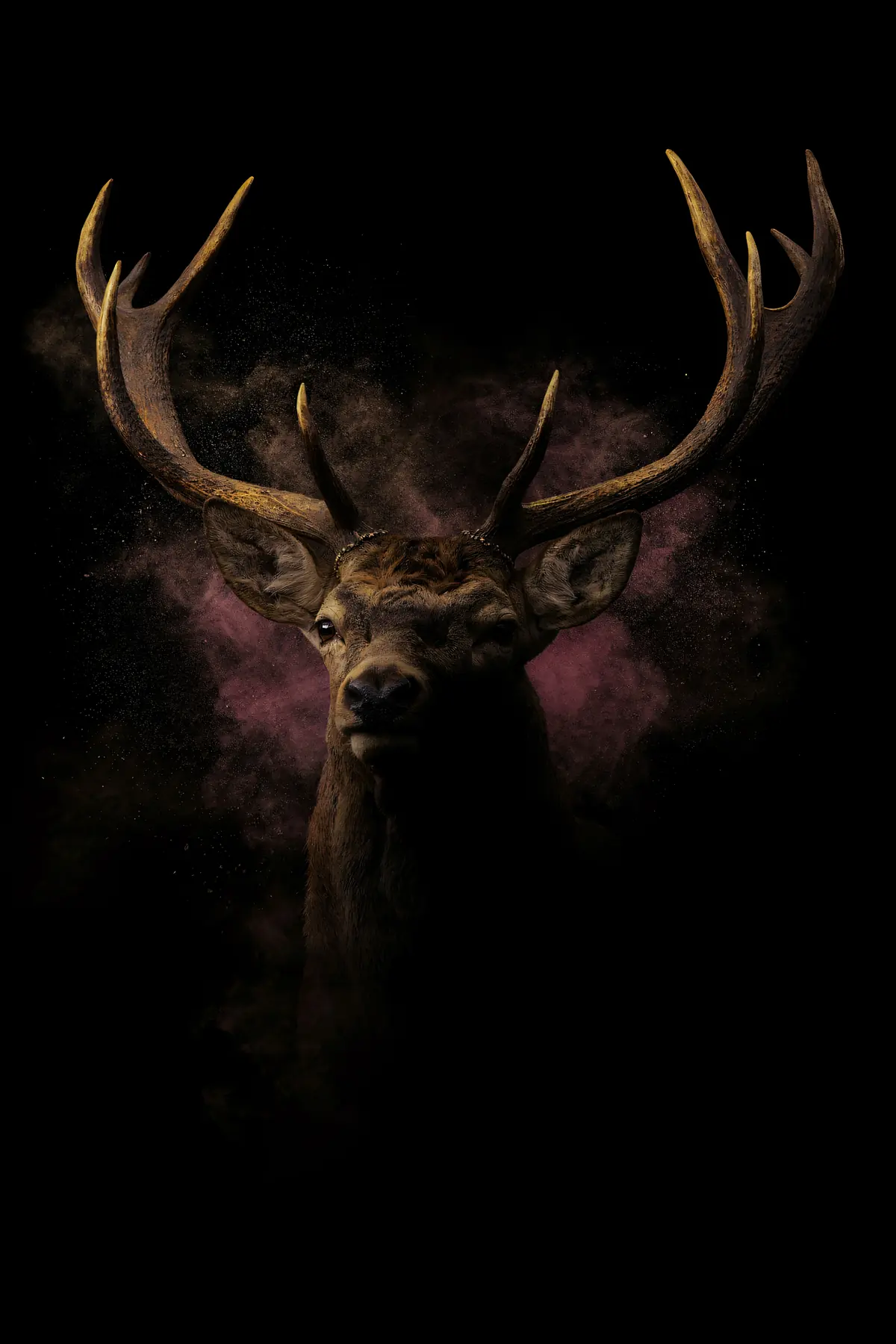 Stag Wall Art — Brass Antler Stag Print, brass and black digital art print